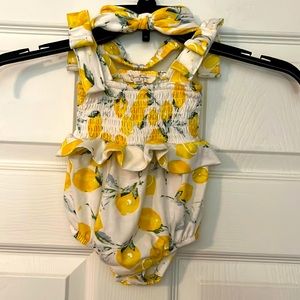 JESSICA SIMPSON BABY GIRL ONE PIECE OUTFIT W MATCHING HEADBAND : SIZE 3/6 MONTHS